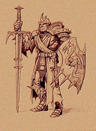 Sketch of a halforc warrior